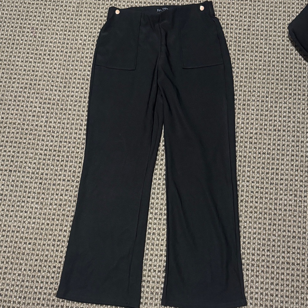 Kay Unger Black Wide-Leg Trousers